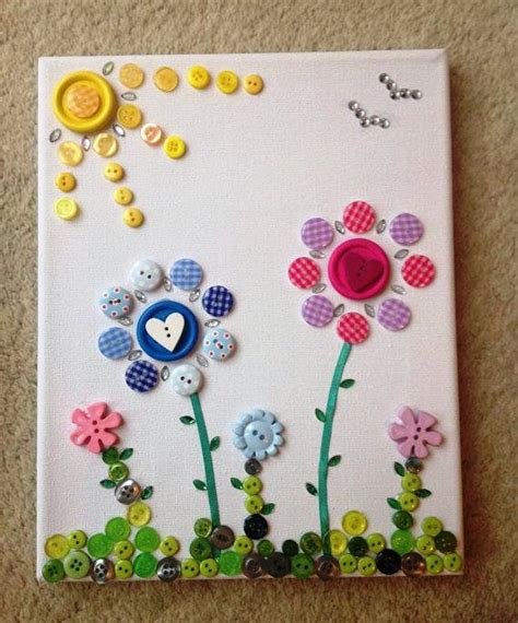 button on canvas art ~ craft art ideas