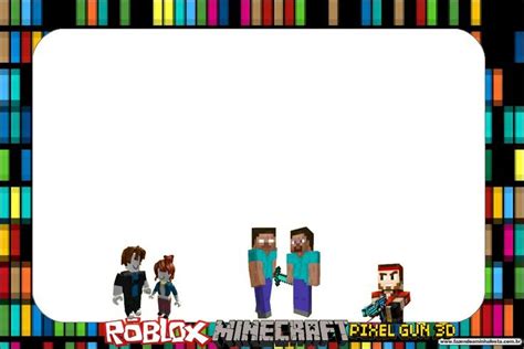 Pixel Gum 3D, Roblox y Minecraft: Invitaciones para Imprimir Gratis. | Invitaciones para ...