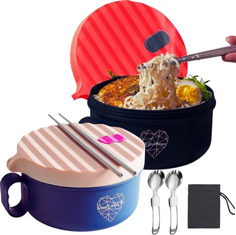 Amazon.com: AI LOVE PEACE Microwave Ramen Bowl with Lid Microwavable Cooker for Dorm Room ...