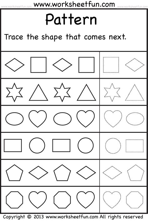 Patterns Using Shapes Worksheets Preschool Theteachingaunt A