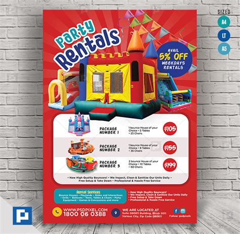 Kids Party Rental Flyers - PSDPixel