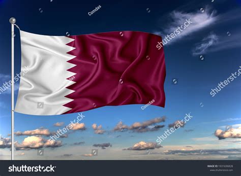 Qatar National Flag Waving Wind Against Stock Photo 1931696828 ...