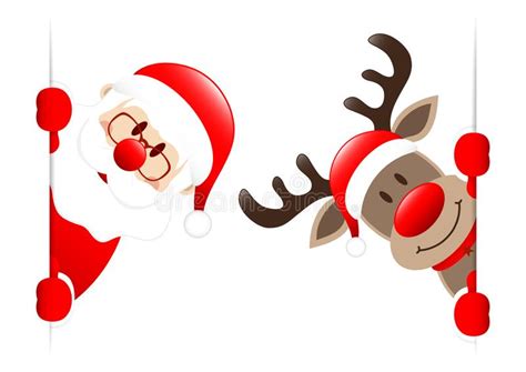 Rudolph Deer Holding Blank Paper Stock Vector - Illustration of nice ...