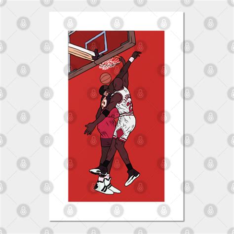 Michael Jordan Dunk on Dikembe Mutombo - Michael Jordan - Posters and Art Prints | TeePublic