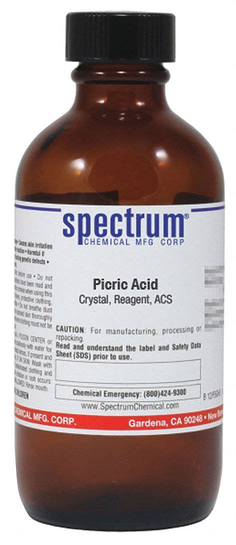 88-89-1, 229.11, Picric Acid, Crystal, Reagent, ACS - 6PJH0|P1145-25GM - Grainger