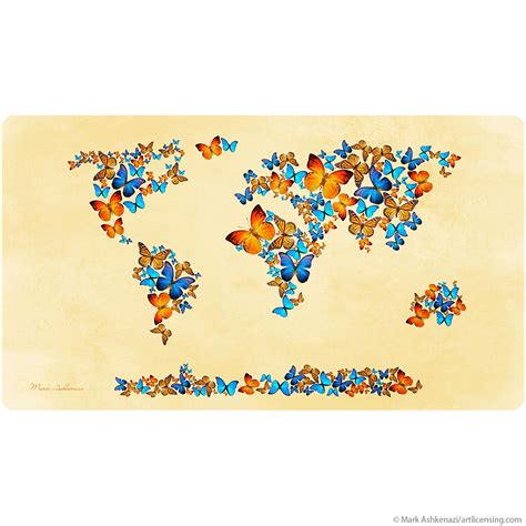 Pretty Butterfly World Map Wall Decal | Retro Planet