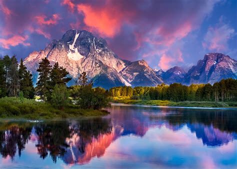 river, forest, landscape, snowy peak, water, nature, clouds, mountains, HD Wallpaper | Rare Gallery