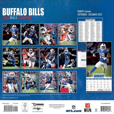 NFL Buffalo Bills 2023 Wall Calendar in 2022 | Buffalo bills, Team colors, Nfl buffalo bills