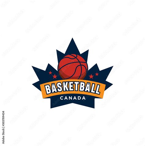 Canadian Basketball Logo Design vector illustration. maple leaf ...