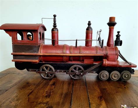 Vintage Wood and Metal Steam Locomotive Toy With Conductor - Etsy