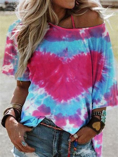 Tie-Dyed Short Sleeve Ombre/tie-Dye Shirts & Tops | Clothing ...