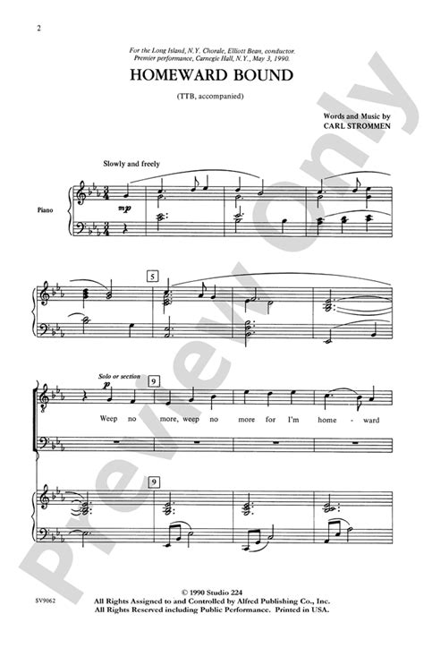 Homeward Bound: TTB Choral Octavo: Carl Strommen - Digital Sheet Music ...