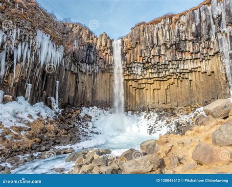 Svartifoss Waterfall in Winter Season, Iceland Stock Photo - Image of river, arid: 120045612