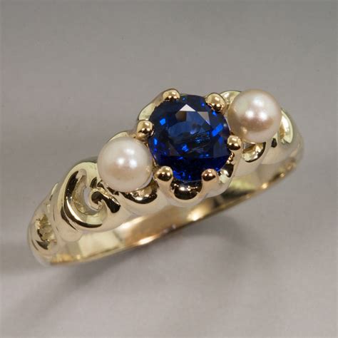 Ring, Sapphire, Pearl, 14KY Antique restoration