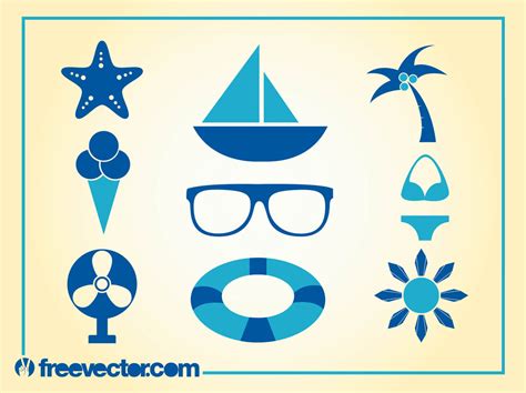 Summer Icons Vector Vector Art & Graphics | freevector.com