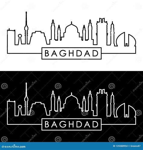 Baghdad Skyline. Linear Style Stock Vector - Illustration of house, metropolis: 125588954