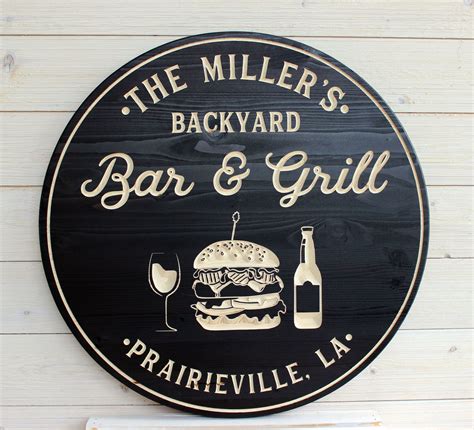 Bar & Grill Sign, Bar Signs, Personalized Bar Sign, Carved Wood Signs ...