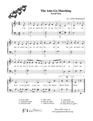 The Ants Go Marching - Kids Free Piano Sheet Music PDF