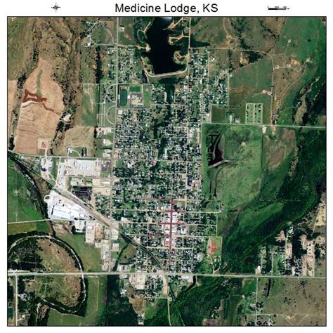 Aerial Photography Map of Medicine Lodge, KS Kansas