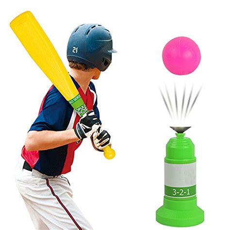 Baseball Trainer, Toys Sports Equipment Plastic Baseball Automatic Adjustable Launcher With Bat ...