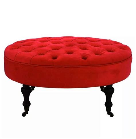 Ottoman Round Tufted Coffee Table Red | Mercari | Fabric coffee table, Tufted coffee table ...