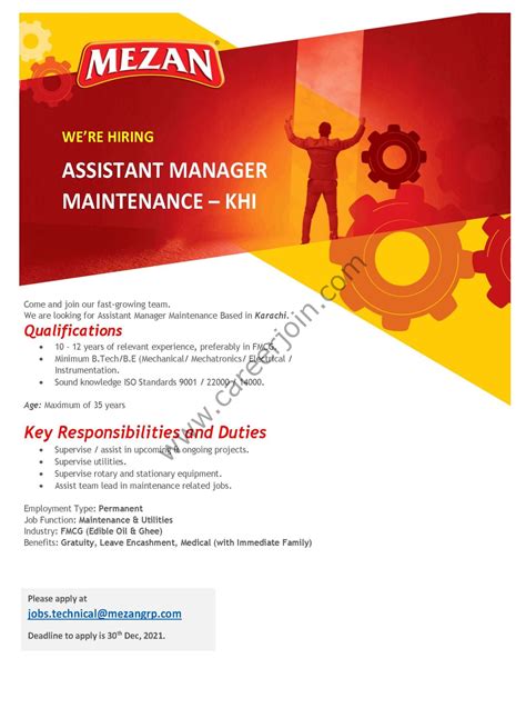 Mezan Group Jobs Assistant Manager Maintenance