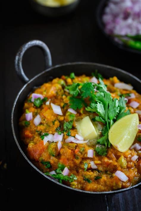 Mumbai Pav Bhaji is a favorite road side snack from Mumbai where the mixed vegetables are cooked ...