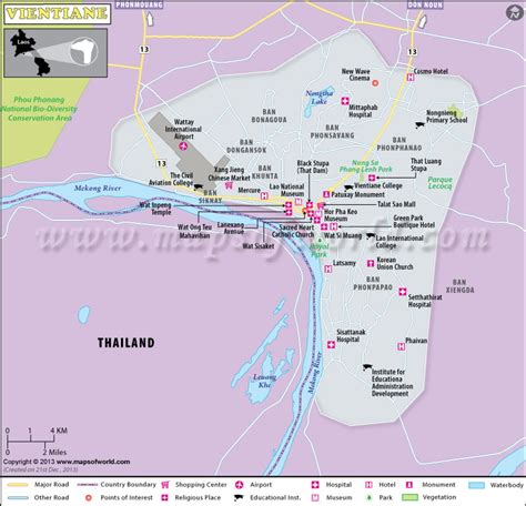 Vientiane Map, Capital of Laos