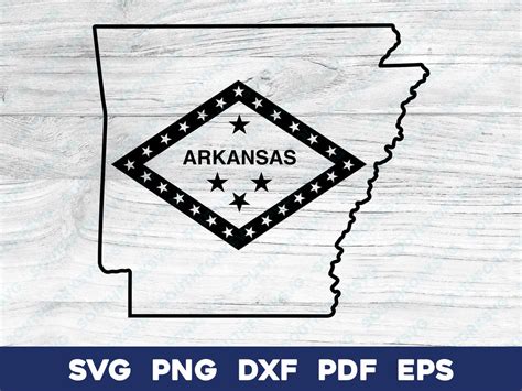 Arkansas Flag State Shape Outline Design Svg Png Dxf Eps Pdf Vector ...