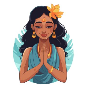 Namaste Clipart Drawing Of Girl Praying Hand Gesture Cartoon Vector, Namaste, Clipart, Cartoon ...