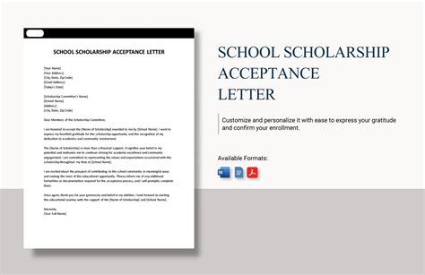 School Scholarship Acceptance Letter in Word, PDF, Google Docs - Download | Template.net