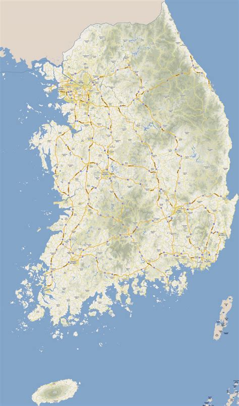 Large detailed road map of South Korea with all cities | South Korea ...