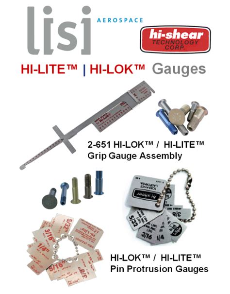 HI-SHEAR CORP. HI-LITE™ / HI-LOK™ Rivet Pin Gauges SKU: HISHR-PINPRTRGAU