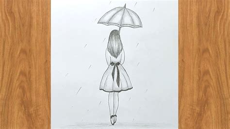 How to draw a girl with umbrella - step by step / Pencil Sketch Easy ...