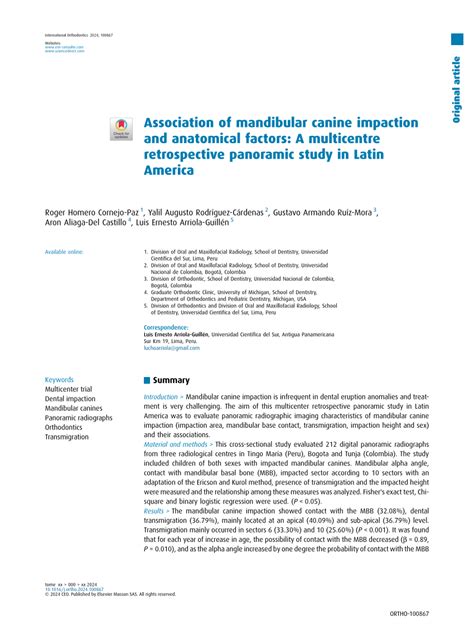 (PDF) Association of mandibular canine impaction and anatomical factors ...