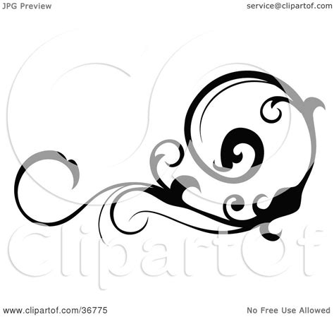 Clipart Illustration of a Black Silhouetted Horizontal Scroll Design ...