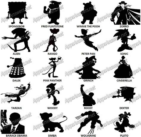 Cartoon Silhouette Quiz - Character Design Silhouettes Quiz | Bodaswasuas