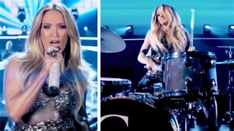 Carrie Underwood Shows Off Fiery Drum Solo In “SNF” Opener – Country ...