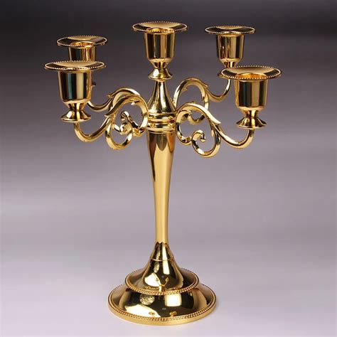 Silver/Gold/Black/Bronze Color Metal Candle Holder 5 arms Candle Stand Wedding Candlestick ...