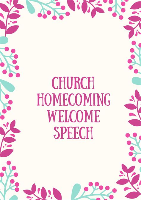 church homecoming welcome speech