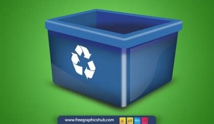 Realistic Recycle Blue Bin Vector Icon Free Vector Download | FreeImages