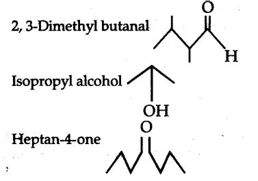 Write bond line fomrulas for: isopropyl alcohol, 2,3-Dimethyl butanol, Heptan-4- one - CBSE ...