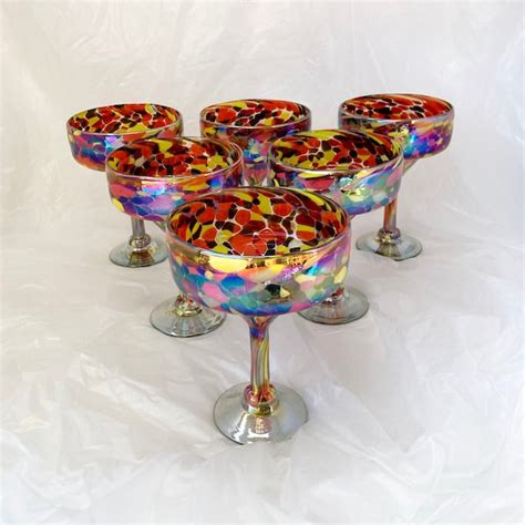 Iridescent Blown Margarita Glasses - Etsy