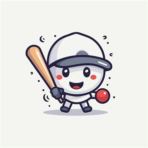 Premium Vector | Cute baseball mascot character with baseball bat ...