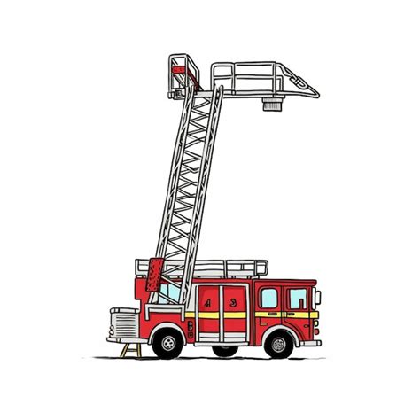 Premium Photo | There is a drawing of a fire truck with a ladder ...