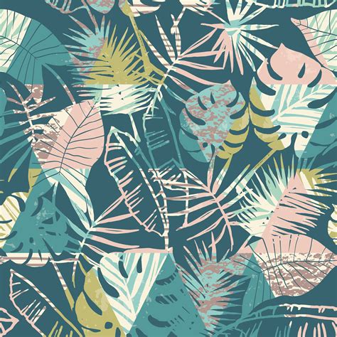 Seamless exotic pattern with tropical plants and geometric background. 304698 Vector Art at Vecteezy