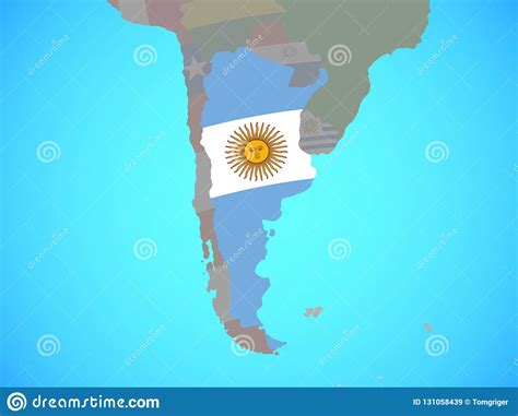 Argentina with flag on map stock illustration. Illustration of symbol - 131058439