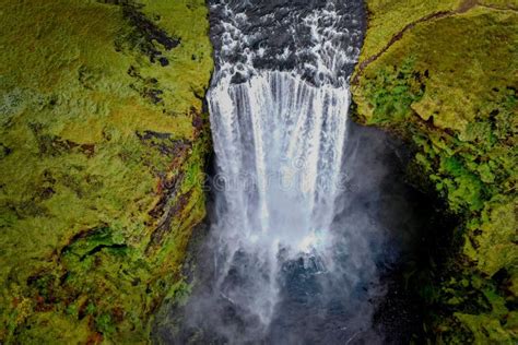 Mesmerizing Aerial View of Skogafoss Waterfall in Iceland Stock Photo ...