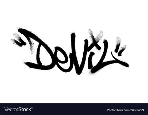 Sprayed devil font graffiti with overspray Vector Image