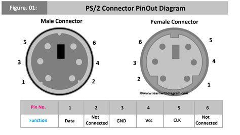 PS/2 Connector PinOut Diagram(Male and Female Ports) in 2023 | Computer system, Connector, Data ...